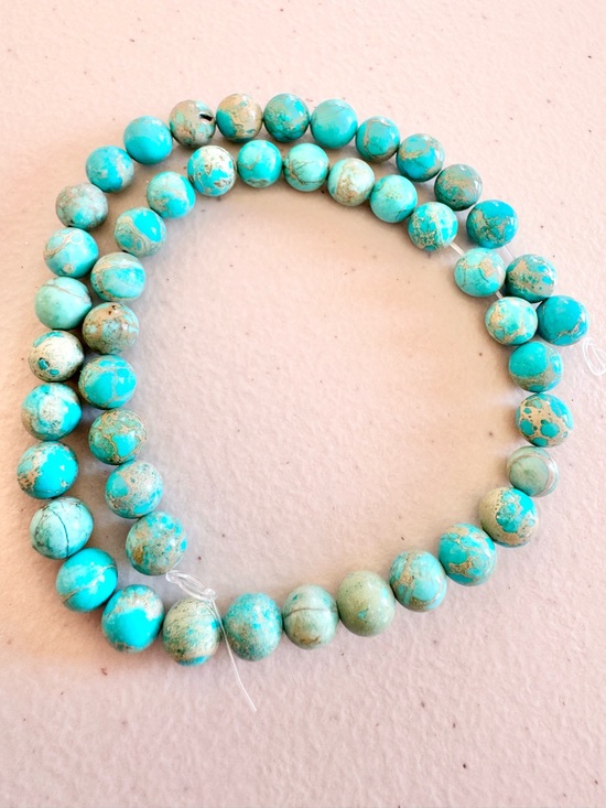 Jewelry - 8mm Turquoise Blue Imperial Jasper loose beads for Jewelry Making